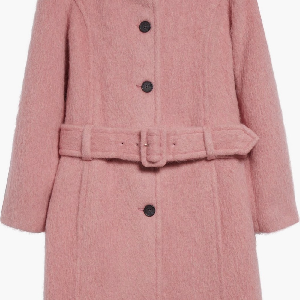 Sandy Liang Pink Norwich Belted Alpaca & Wool Blend Coat